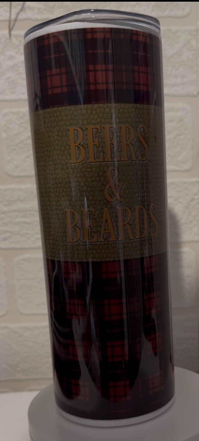 Beers and beards tartan tumbler
