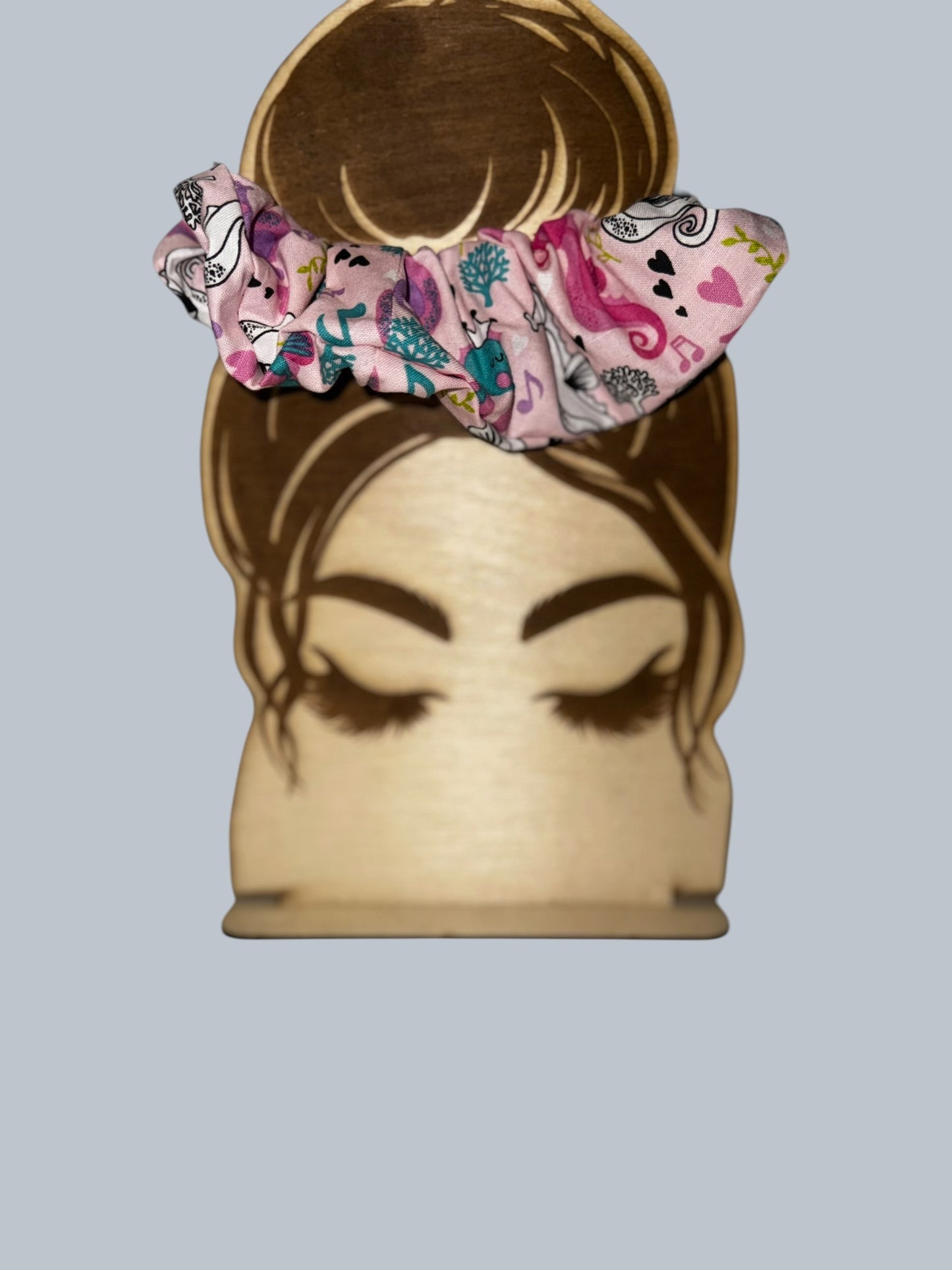 Pink scrunchie with seahorses
