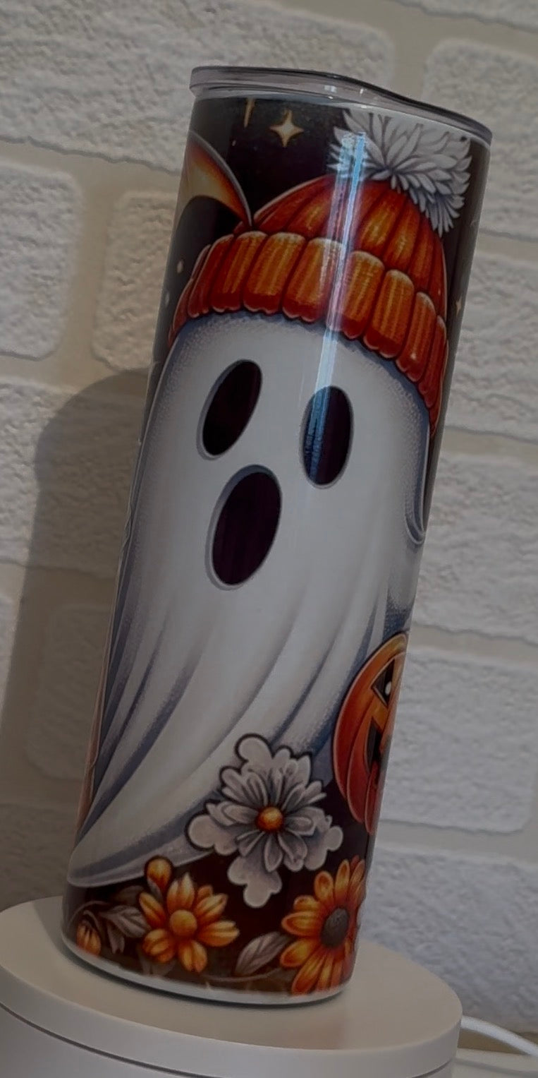 Cute ghostie with coffee tumbler