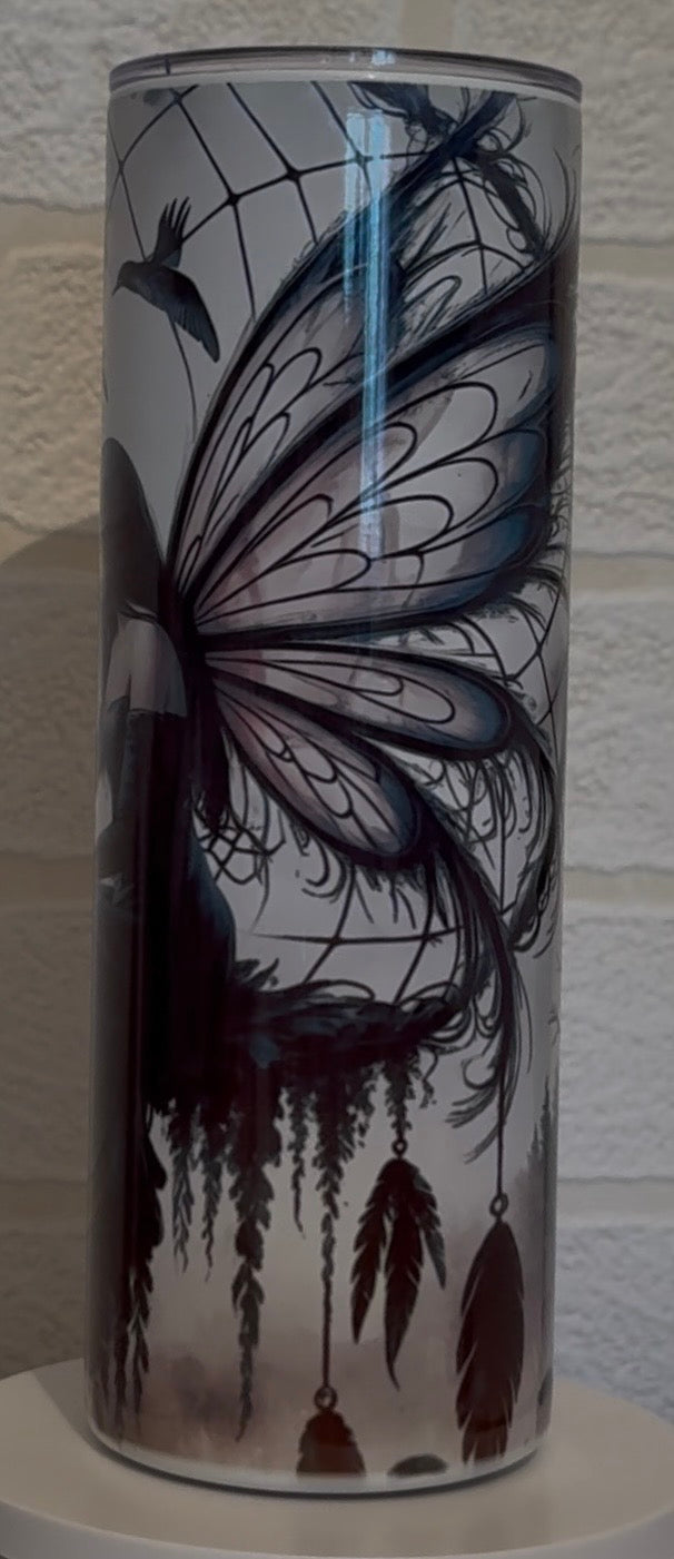Beautiful dark angel tumbler with straw