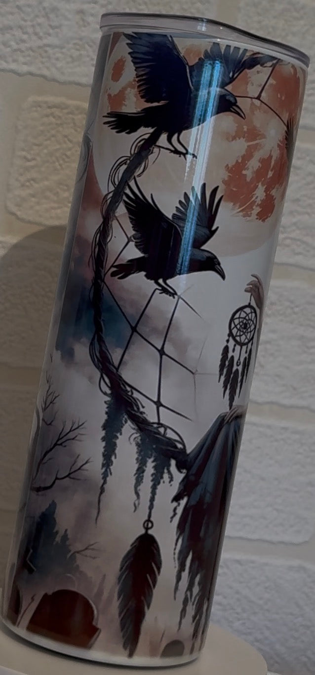 Beautiful dark angel tumbler with straw
