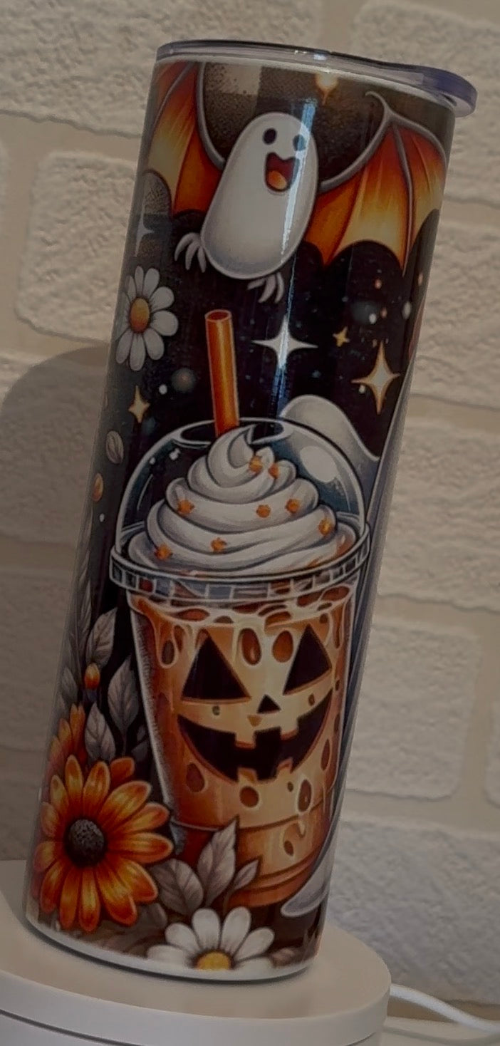 Cute ghostie with coffee tumbler