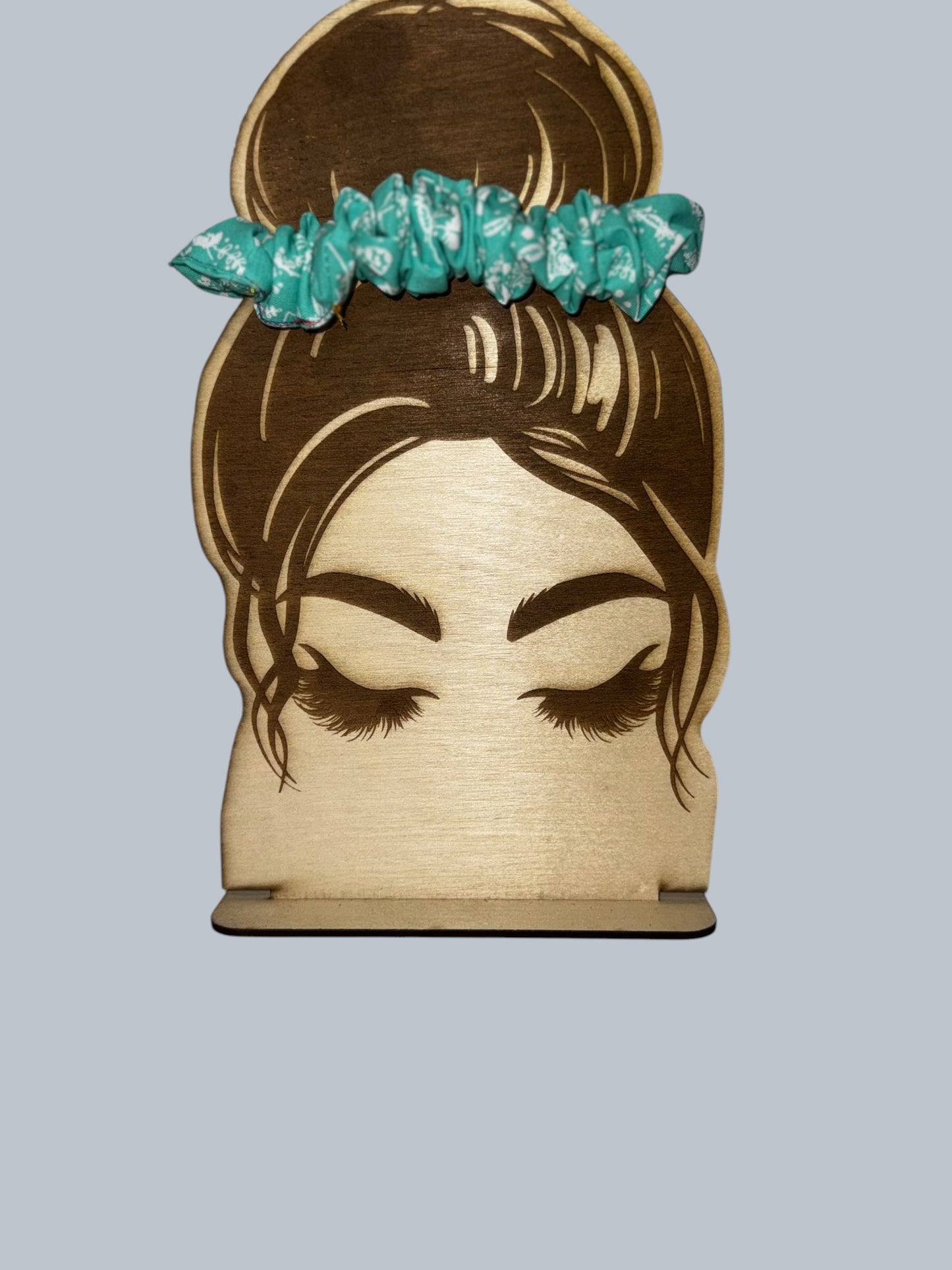 Turquoise snowman scrunchie