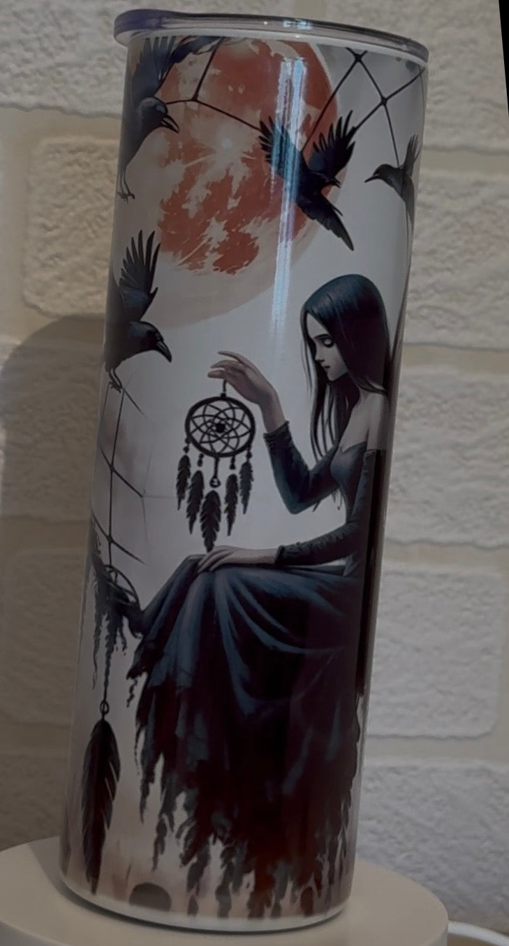 Beautiful dark angel tumbler with straw