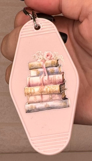 book themed motel keyring