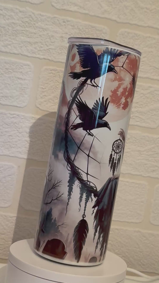 Beautiful dark angel tumbler with straw