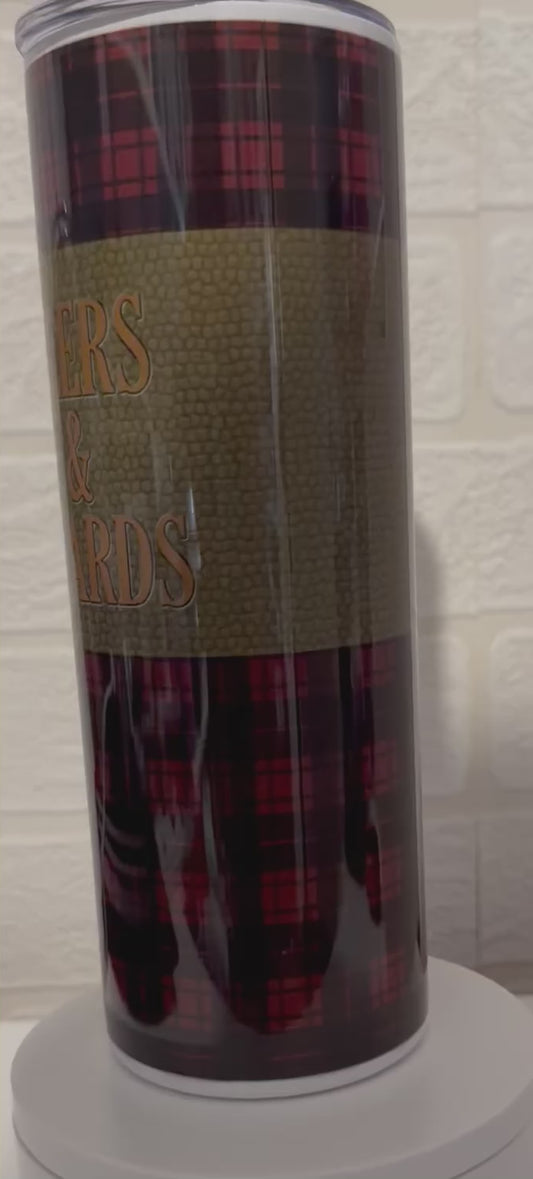 Beers and beards tartan tumbler